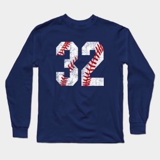 Vintage #32 Baseball Laces Baseball Mom Jersey Love Baseball Long Sleeve T-Shirt